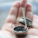 Jewelry set Earrings and ring black SILVER 925 Onyx stone