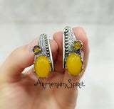 SILVER Earrings 925 Gold plated Natural labradorite