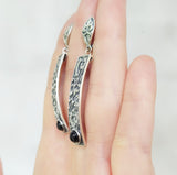 Long earrings black onyx SILVER 925 ethnic jewelry