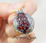 Pomegranate red Pendant zircon stones STERLING 925