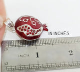 SILVER 925 Pomegranate red pendant Enamel and zircon stones Charm