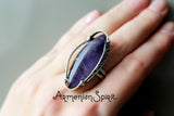 Real amethyst Ring Silver 925 Plum purple gemstone