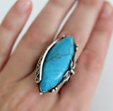 Natural turquoise ring Silver 925 Adjustable