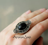 Silver 925 Long earrings Black onyx Jewelry