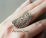 Modern ring women SILVER 925 Concave ring ladies Abstract