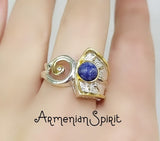 Gold and silver 925 earrings blue lapis lazuli