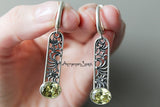 Earrings Silver 925 topaz yellow stone Diamond shaped