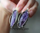 Real amethyst Ring Silver 925 Plum purple gemstone