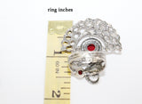 Silver 925 ring women Semi circle red garnet large jewelry
