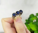 Ring Rose Flower jewelry SILVER 925 Navy blue zircon stones