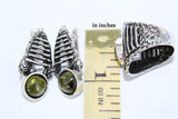 Silver earrings stripped Yellow citrine stone
