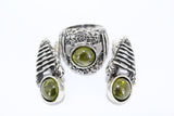 Silver earrings stripped Yellow citrine stone