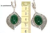 SILVER 925 Earrings Leaf green jewelry nature Green quartz