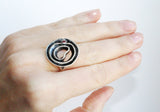 Modern ring Silver 925 Black With pink zirconia stone