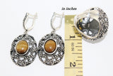 Natural tiger eye gemstone earrings SILVER 925