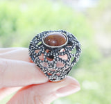 Natural tiger eye gemstone RING SILVER 925
