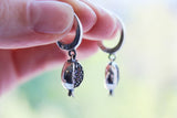 Silver necklace Tiny pendant and chain Sterling Silver 925 zircon burnt orange