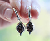 Silver necklace Tiny pendant and chain Sterling Silver 925 zircon burnt orange