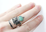 Natural GREEN jade long Earrings and ring STERLING silver 925