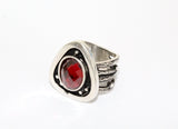 Silver 925 RING oxidized Black with red zircon jewelry