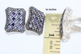 Silver 925 earrings Purple and white zircon stones