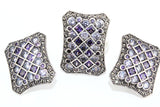 Silver 925 earrings Purple and white zircon stones