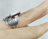 Silver ring 925 White natural sadaf gemstone