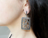 SET jewelry 925 SILVER Marcasite Large ring earrings