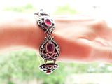 Pomegranate bracelet Persephone gifts Silver 925 Red garnet stones