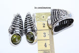 Silver earrings stripped Yellow citrine stone