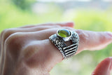 SET silver earrings and ring with lab yellow citrine Sterling 925