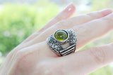 Silver 925 ring stripped Yellow zitrine stone