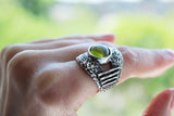 Silver 925 ring stripped Yellow zitrine stone