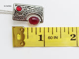 SILVER 925  Red pendant tiny lightweight Tribal Garnet jewelry