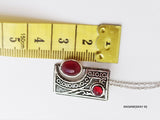 SILVER 925  Red pendant tiny lightweight Tribal Garnet jewelry