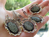 Silver Big Earrings Golden pirit Gold plated jewelry yellow
