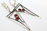 Silver 925 ring triangle with lab  red stones