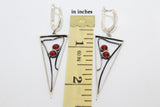 Silver 925 ring triangle with lab  red stones