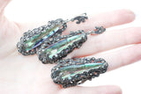 Luxury set Silver 925 marcasite Earrings and ring Nacreous green topaz