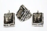 Set SILVER 925 Earrings and ring Quartz brown