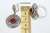 Earrings Sterling silver 925 with red quartz stone Jewelry gypsy