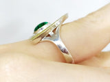 Gold plated silver 925 Small ring Malachite natural cabochon