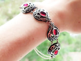 Pomegranate bracelet Persephone gifts Silver 925 Red garnet stones
