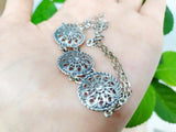 Filigree Bracelet Sterling silver 925 with round details Adjustable with chain