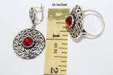 Earrings Sterling silver 925 with red quartz stone Jewelry gypsy