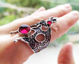 Silver 925 set Earrings very long Ring full finger Pendant