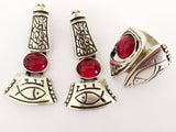 Fish jewelry 925 Silver earrings with red garnet