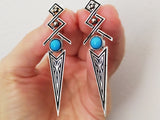 Long earrings Silver 925 natural light blue turquoise