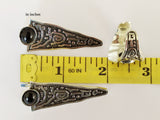 Silver 925 earrings and ring adjustable Black onyx jewelry Ethnic SET
