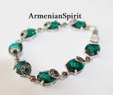 Marcasite bracelet silver 925 tudor jewelry Green stones
